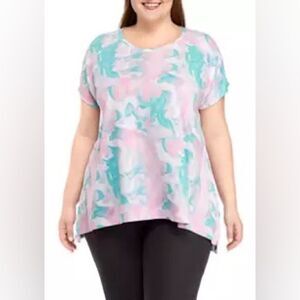 Zelos plus size short sleeve high low tunic shirt